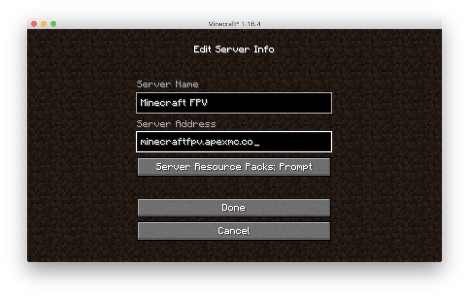 Minecraft FPV Server Info